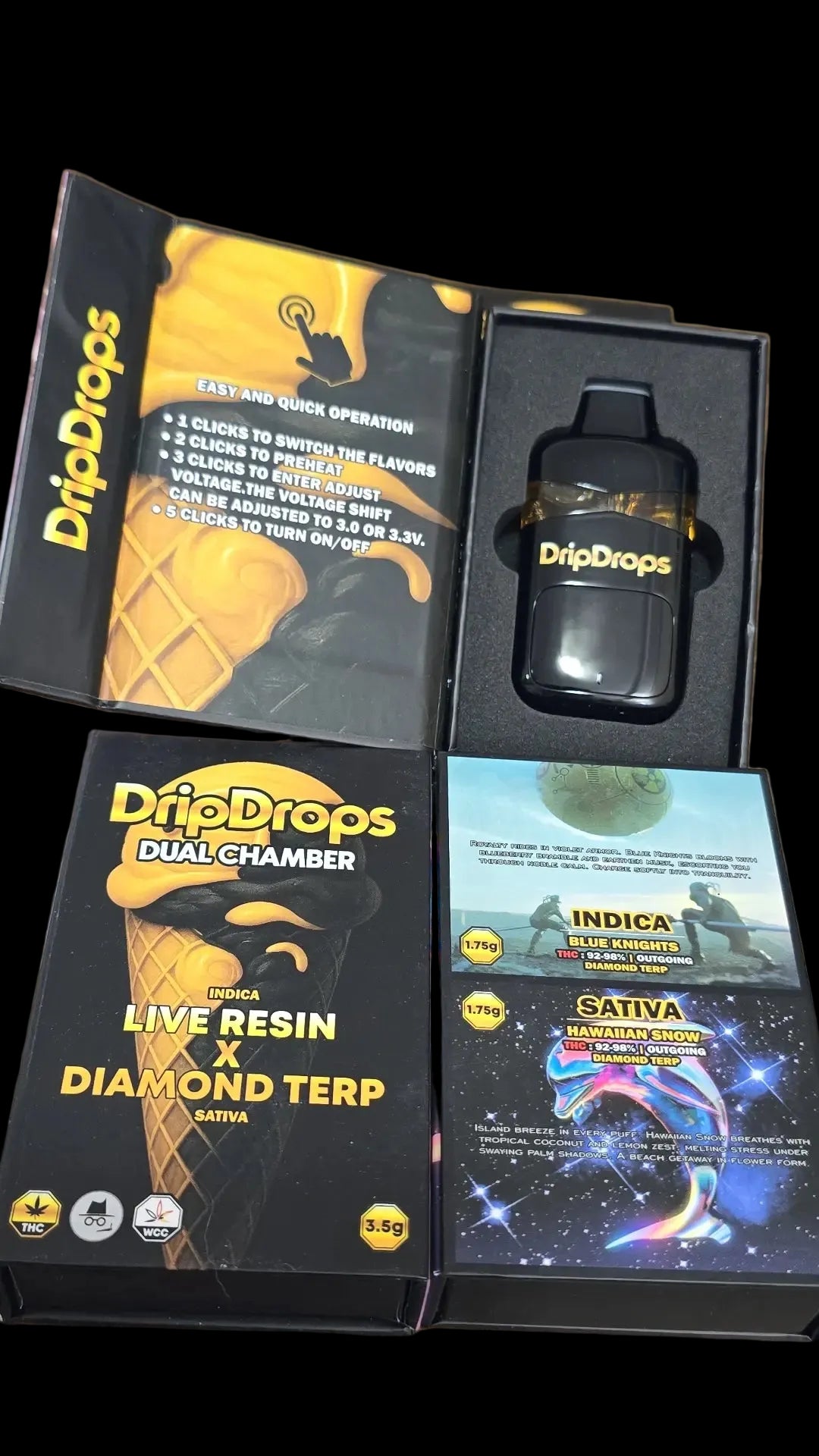 DripDrop 3.5g Dual Chamber Live Resin Diamond Vape