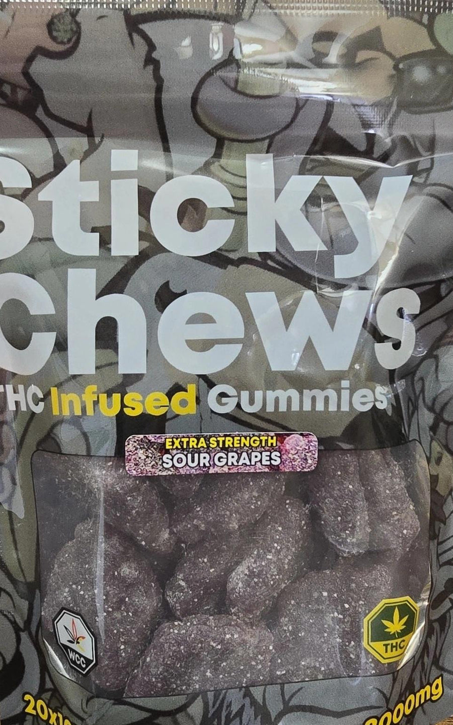 Sticky Chews Sour Grapes 2000mg